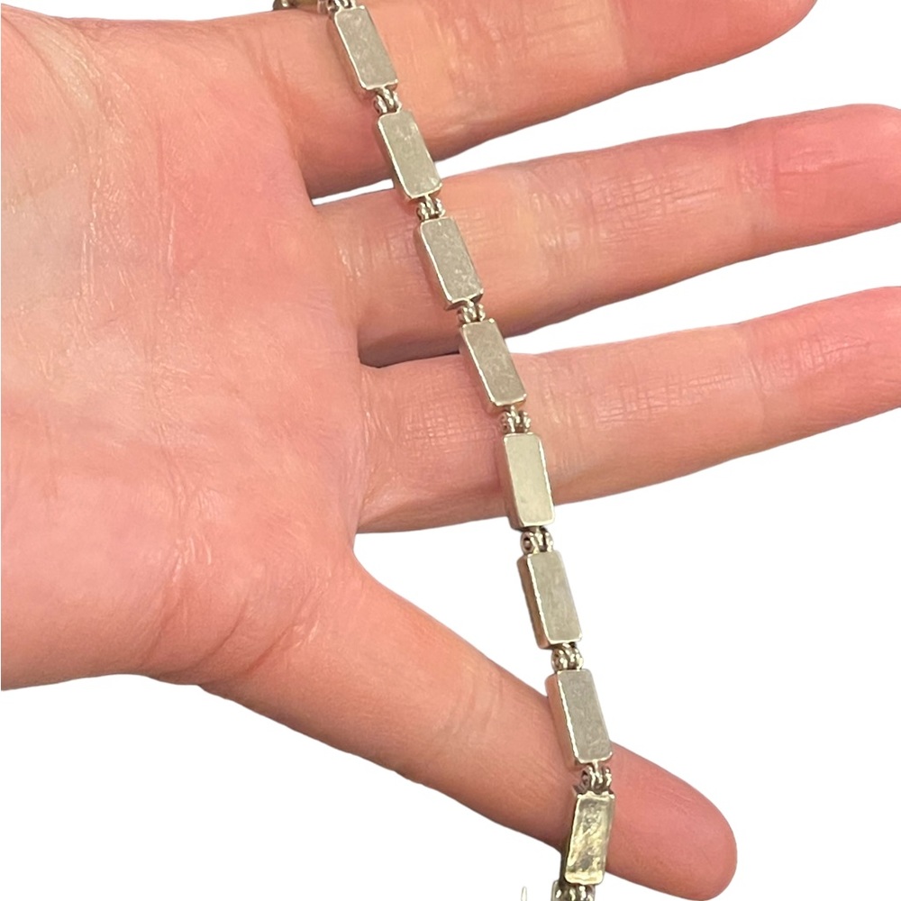 Vintage sterling silver 925  multi color crushed stone link bracelet Hallmarked - Picture 3 of 12